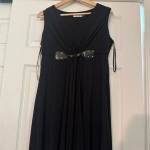 Calvin Klein Black Midi Dress with Belt Detail